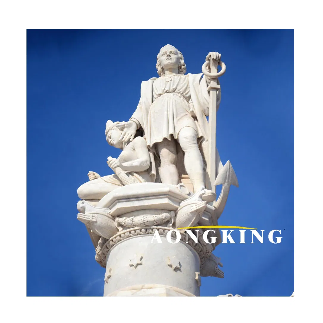 Fine Carving Column Cap Custom Marble Classic Figure Statue Pillar