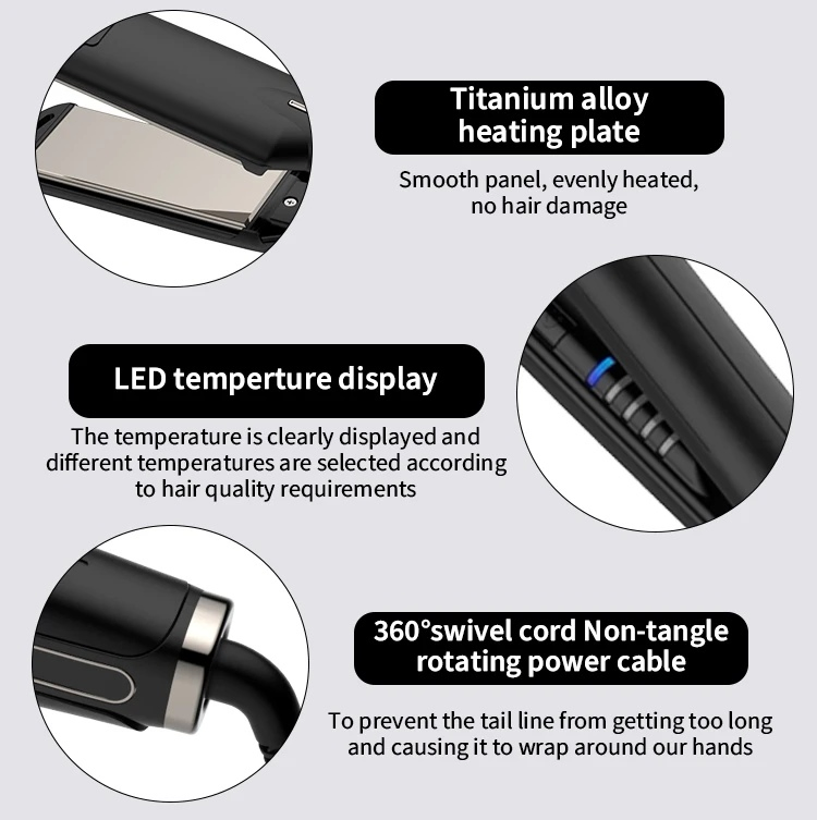 450 Degrees Glossy Titanium Plate Hair Flat Iron Keratin Hair Straightener