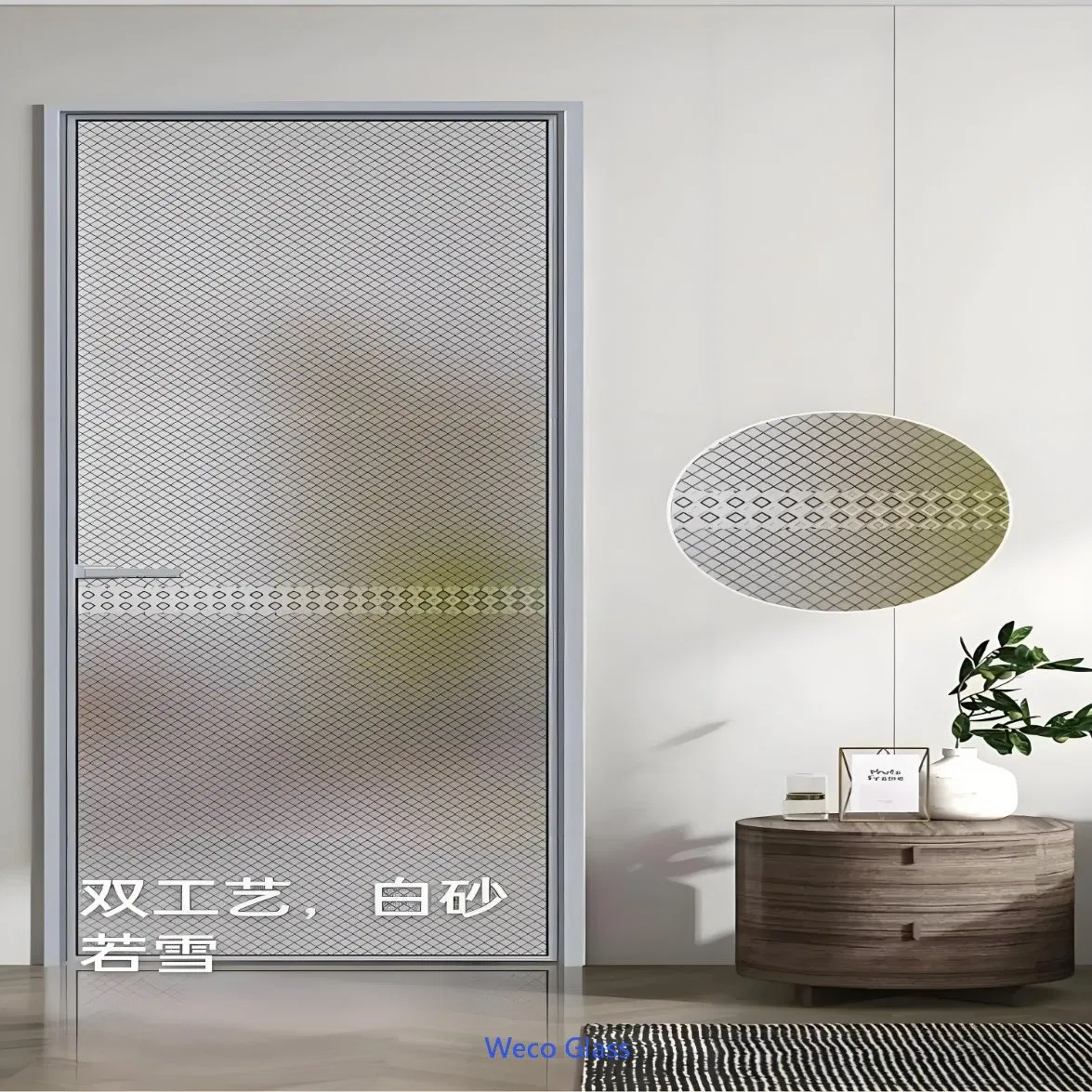 5mm 6mm 8mm OEM Size Tempered Patterned Acid-Etched Glass for Washroom Door