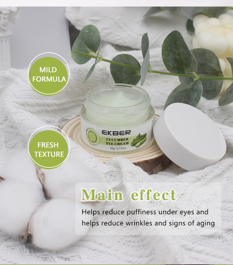 Customize Logo Cucumber Eye Cream Remove Dark Circles with Hyaluronic Acid Hydrolyzed Collagen Lift Under Eye Cream