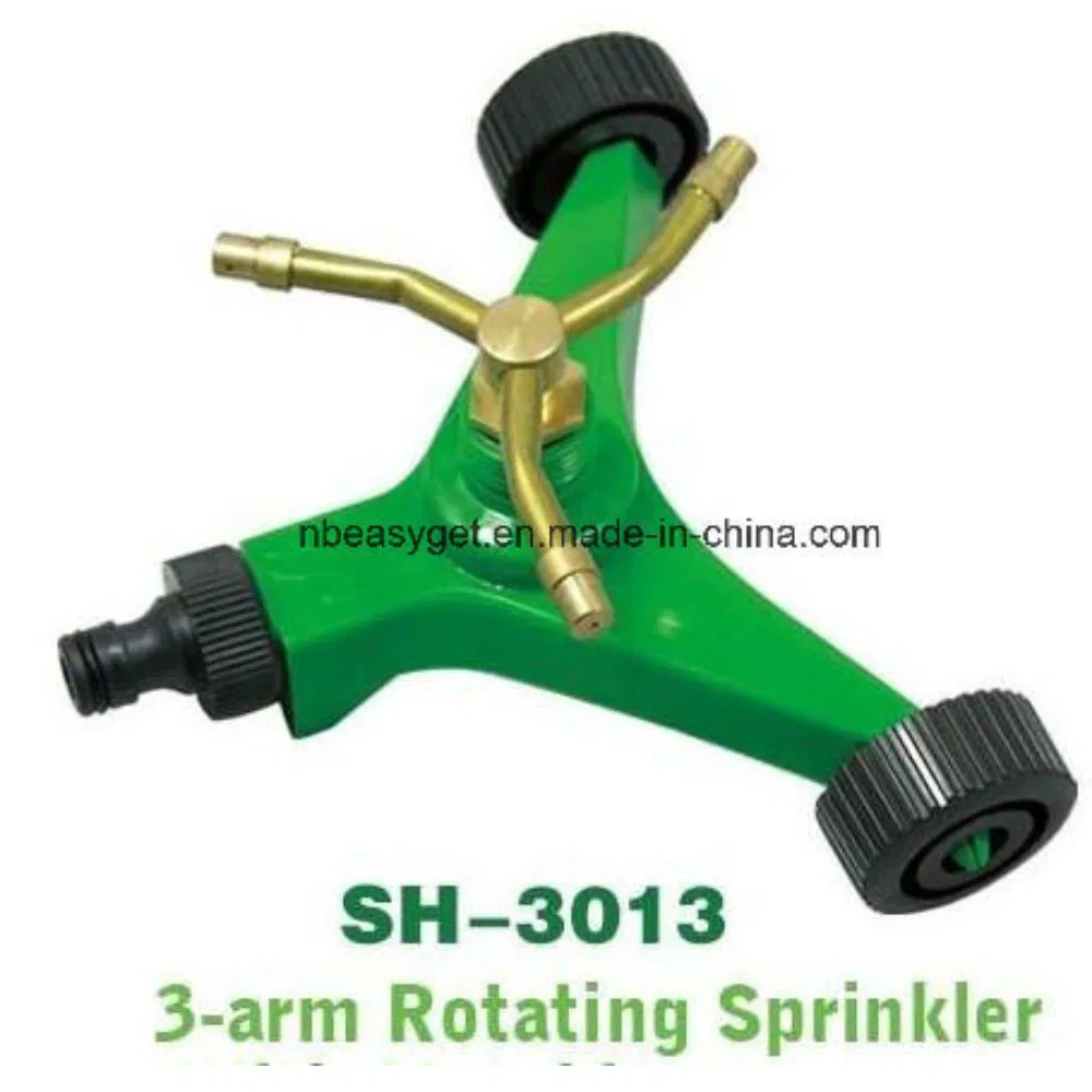 3-Arm Rotary Sprinkler for Lawn Watering Metal Wheel Base Bl10096
