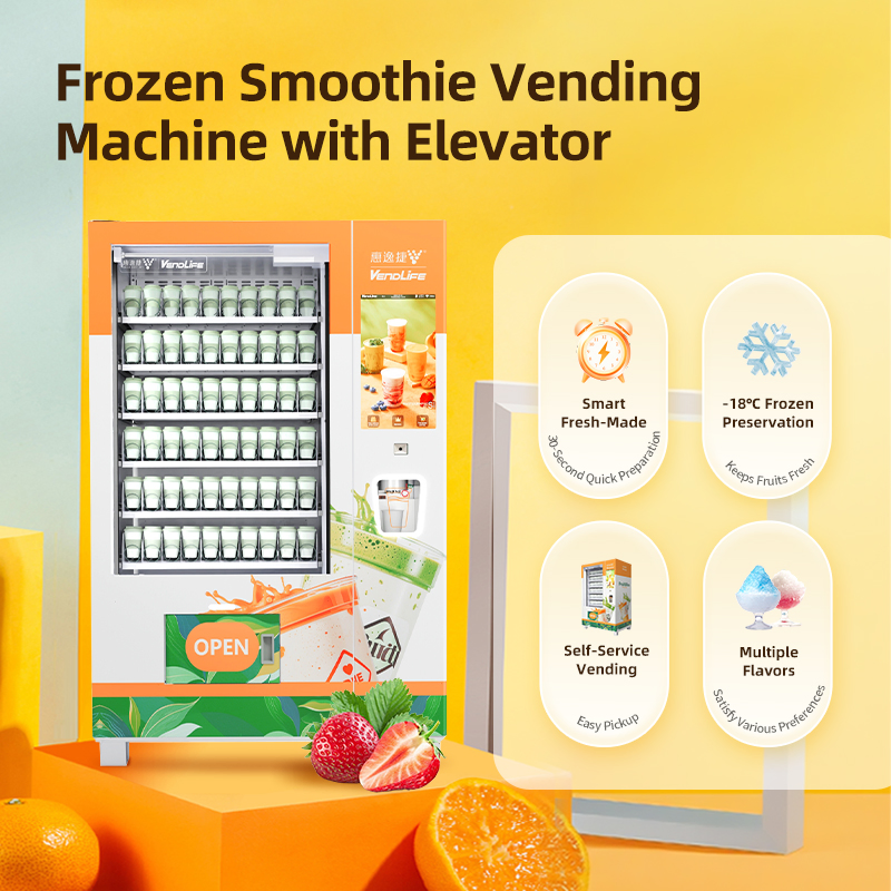 Vendlife Self Service Frozen Fruit Cup Smoothie Blend Vending Machine and Cooling Protein Shake Smoothie Ice Slushy Slush Maker Vending Machine with Qr Code