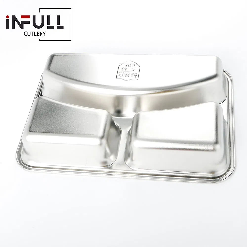 Stainless Steel Divided Plates 4 Sections Unbreakable Dinner Plates Divided Plates for Picky Eaters Lunch Camping