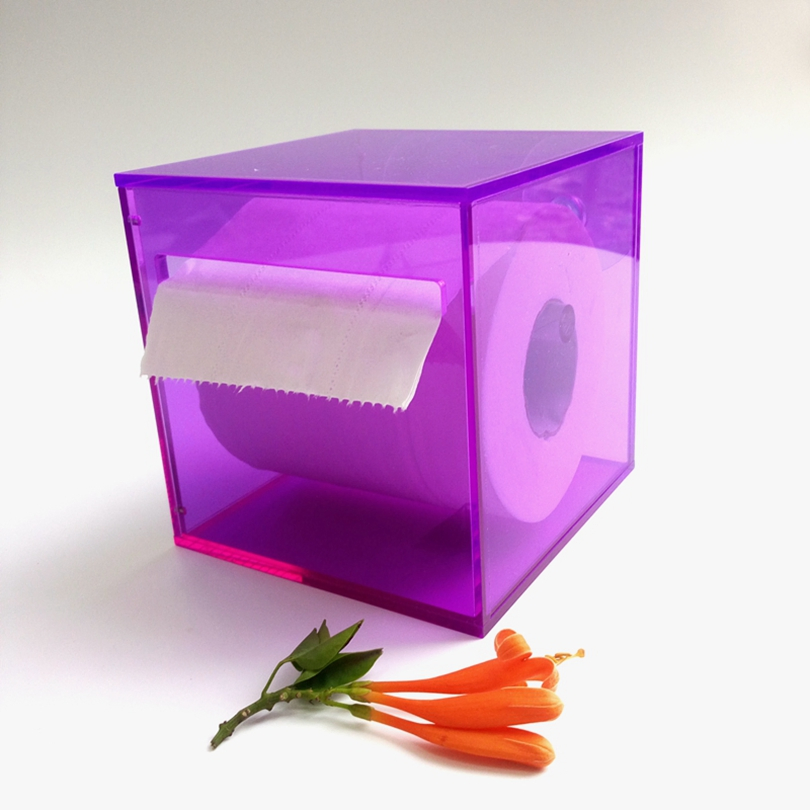 Custom Square Acrylic Toilet Paper Towel Holder Waterproof Tissue Box for Bathroom