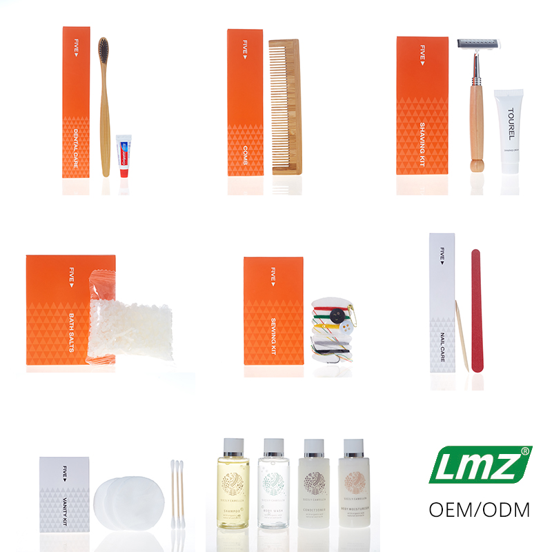 Custom 5 Star Luxury Eco Friendly Biodegradable Hotel Guest Room Disposable Amenities Toiletries Set Manufacturers