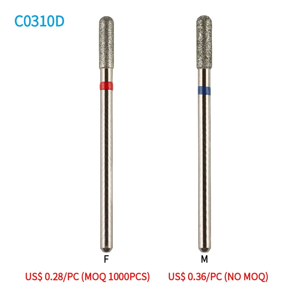 Nail Beauty Cuticle Cleaning Cylinder Round Top Electroplated Diamond Nail Drill Bit