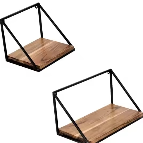 Wm-9 Corner Shelf Wall-Mounted Corner Floating Shelf 3 Layers of Wooden Hanging Display Rack Kitchen Organizer
