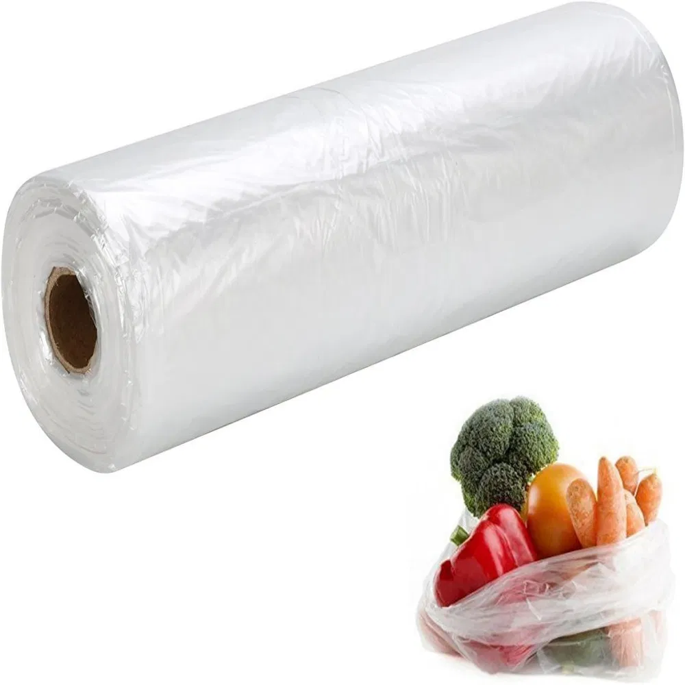 Thick Freezer-Safe Shopping Plastic Food Bags on Rolls with Strong Bottom Seal