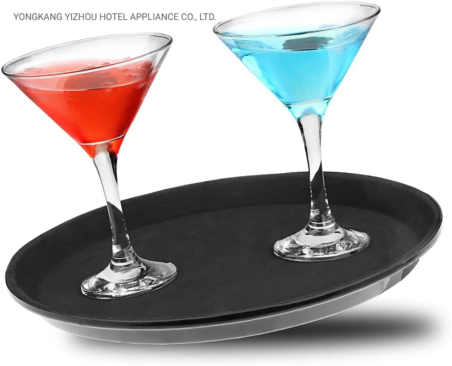 Round Plastic Non Slip Black Bar Tray Serving Bar Waiters Non Skid Tray 11"