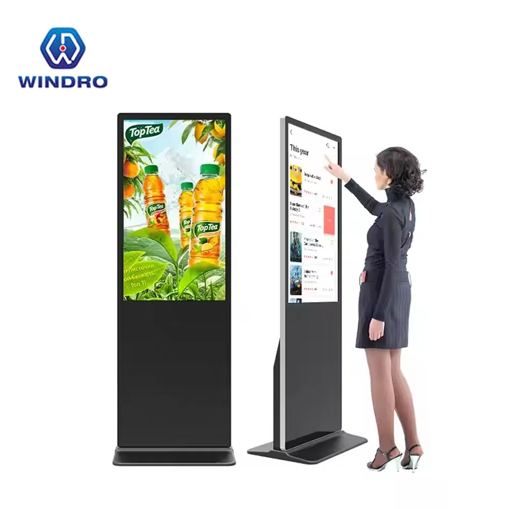 Напольный дисплей 65 дюймов для рекламы, сенсорный, IP65