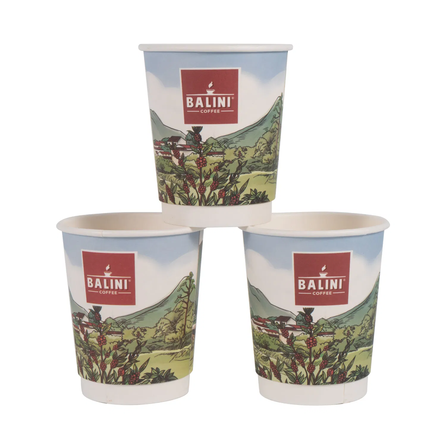 Двухслойный бумажный стакан для горячих напитков с крышкой