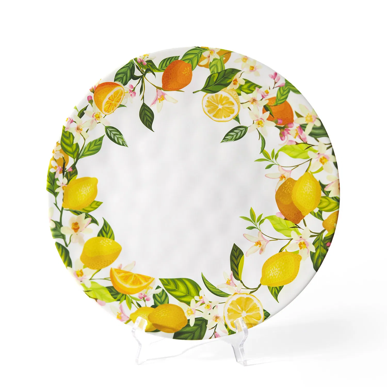 Customized Food Fruit Container 14 Inch Melamine Ripple Round Salad Plate