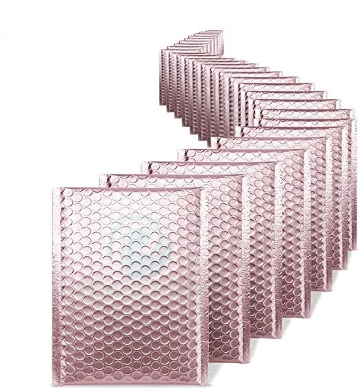 Pink Aluminum Plated Film Laminate Bubble to Produce Self-Adhesive Cosmetics Packing Bag