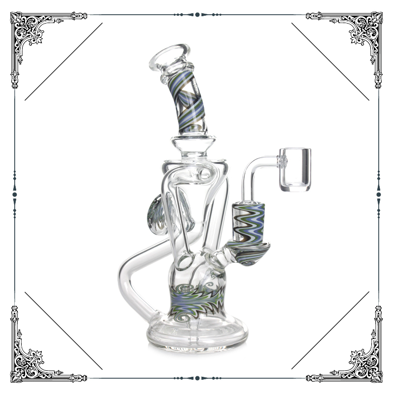Phoenix Wholesale American Color Glass 7.8 Inches Heady Hookah Smoking Water Pipe Glass Bubbler Recycler Oil DAB Rig with 14mm Male Quartz Banger