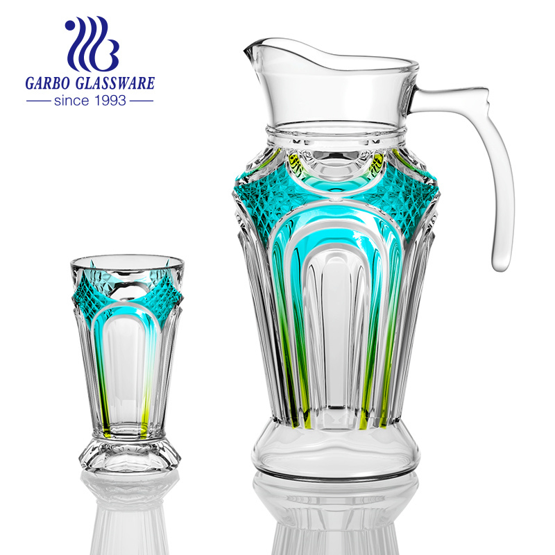 Middle East Luxury Golden 7PCS Glass Drinking Set Wholesale