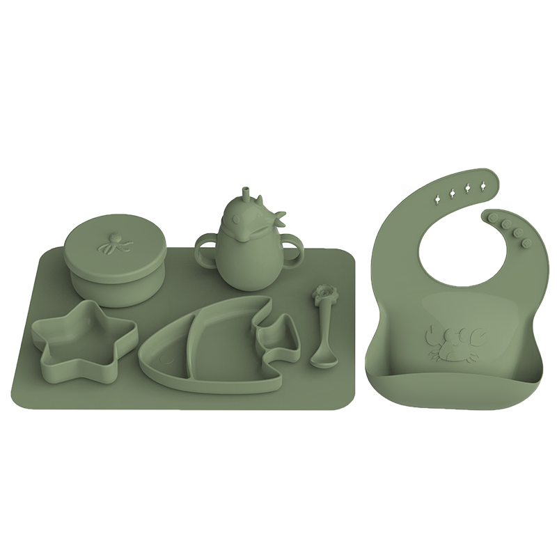 BPA Free Silicone Bowl Baby Feeding LED Weaning Set Star Shape Bowl