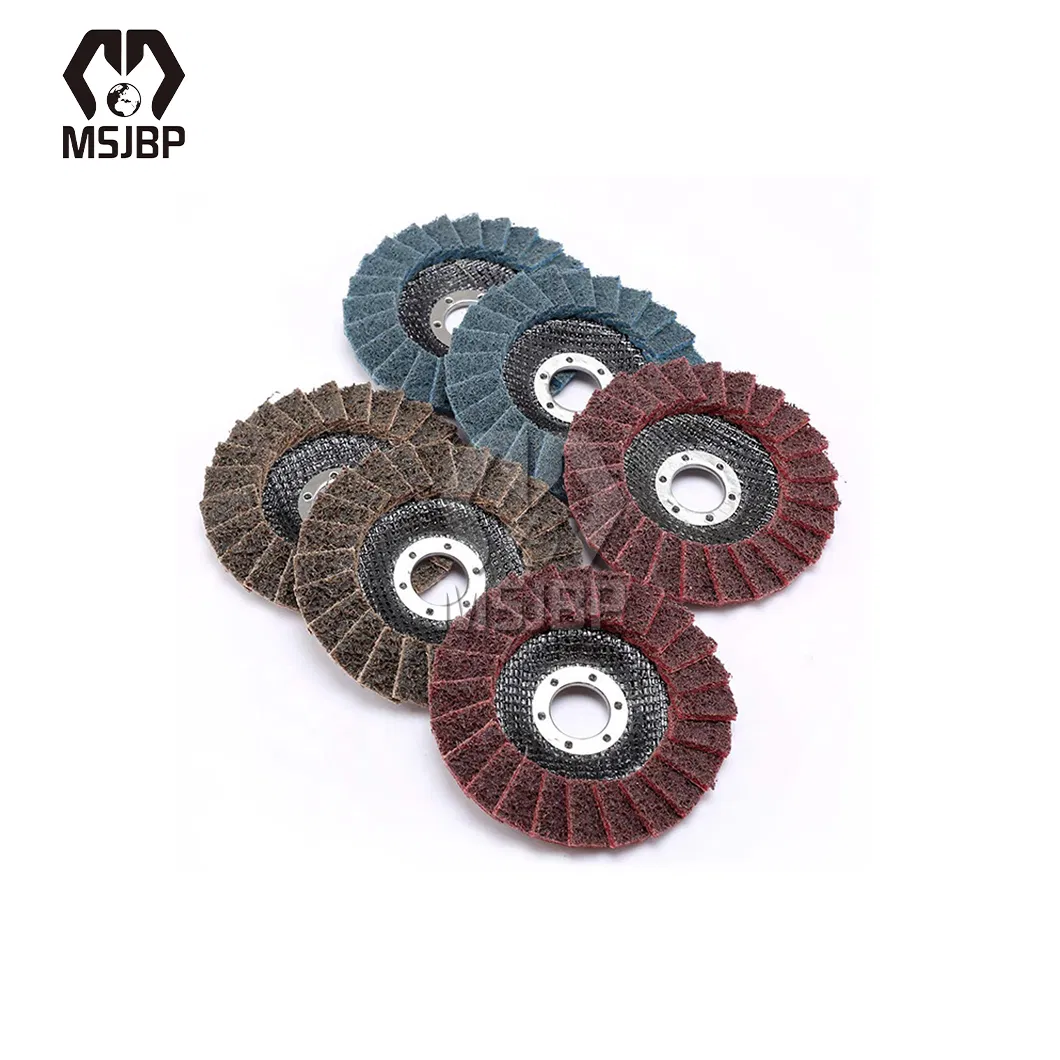 Msjbp Nylon Non Woven Wheels China Manufacturing Non Woven Nylon Flap Disc 40#~400# Nylon Grinding Disc Specific for Woodworking