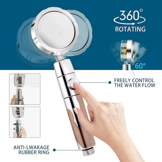 High Pressure Rotating Shower Nozzle with Mini Fan