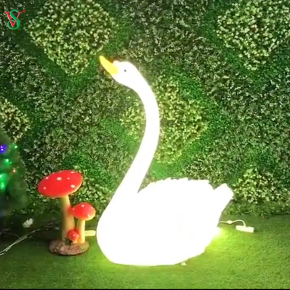 LED 3D Fiberglass Swan Small Animals Lights for Home Decoration