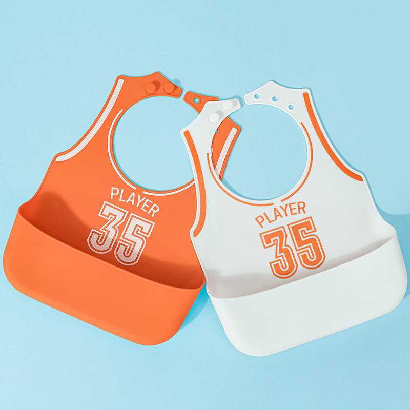 Kids Dining Feeding Children's Football-Shaped Adjustable Waterproof Silicone Baby Bibs