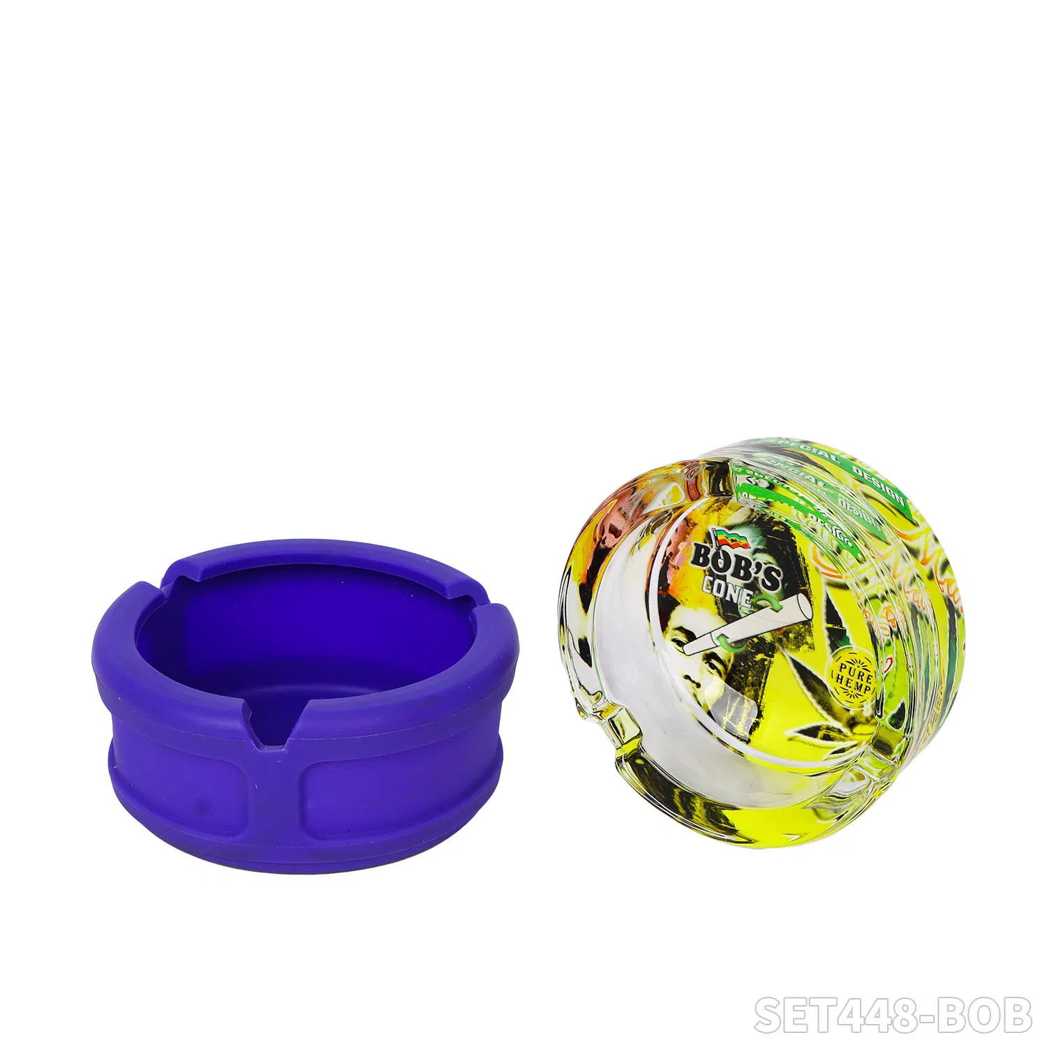 Hot Sale Rolling Tray 90*37mm Glass Ashtray Combination Set Wholesale 6 Mixes Smoking Set Ashtray