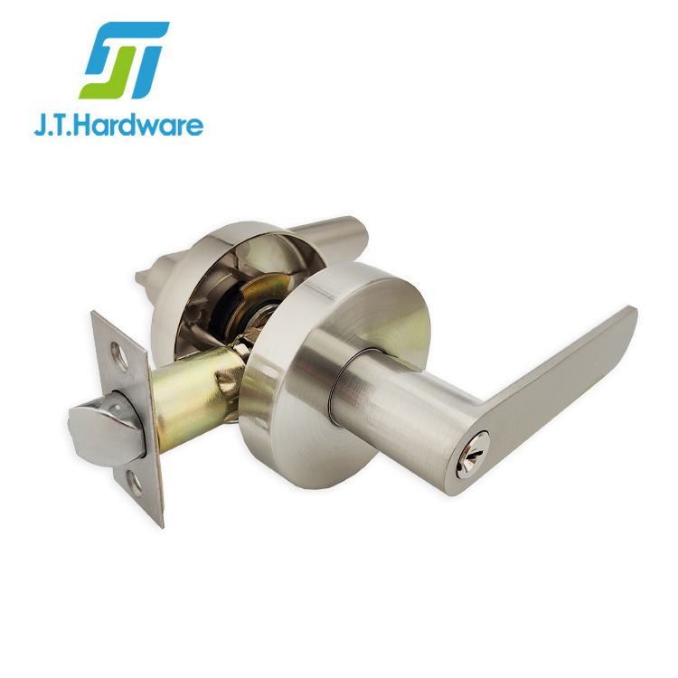 Brushed Nickel Zinc Alloy Entrance Entry Door Tubular Lever Handle Latch Lock