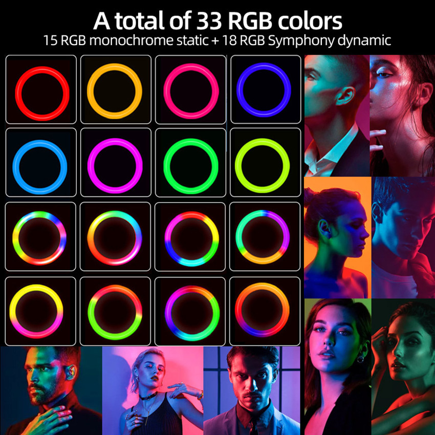 RGB кольцевая лампа 10 дюймов на стойке с пультом