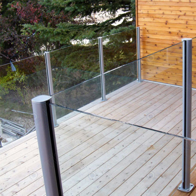 Modern Glass Handrail Railing for Straight Staircase Stair Stainless Steel Post Railing