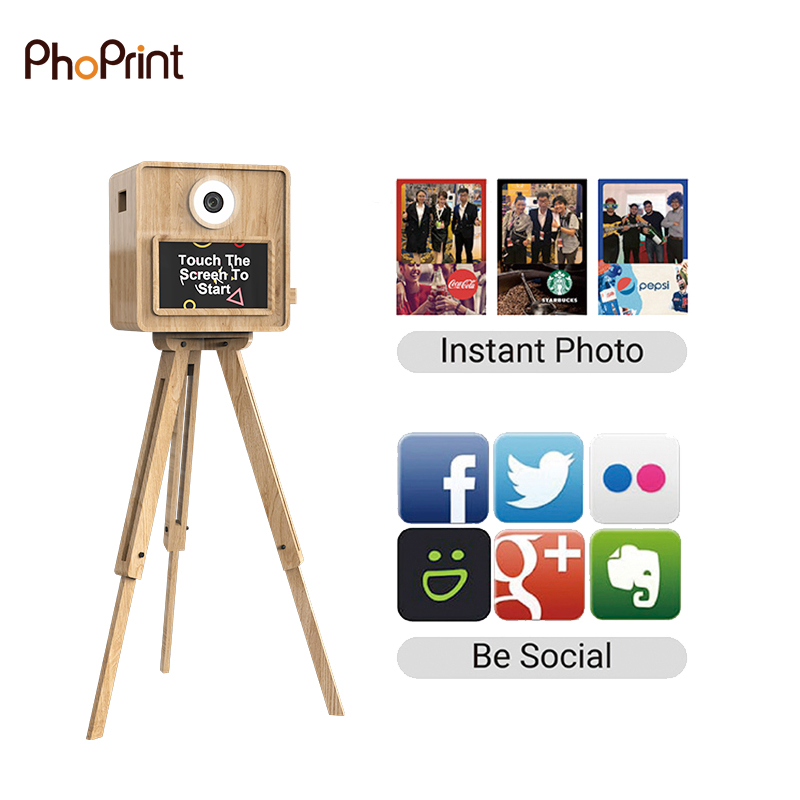 Party Photo Booth Instant Print Vintage Wedding Wooden DSLR Photo Booth