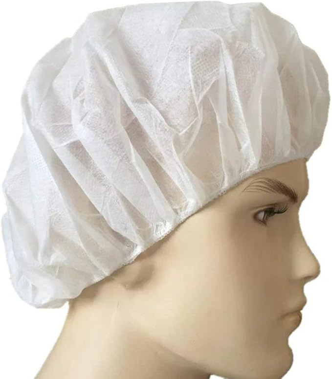 White Color Single Use Disposable Non Woven Working Hat Bouffant Cap