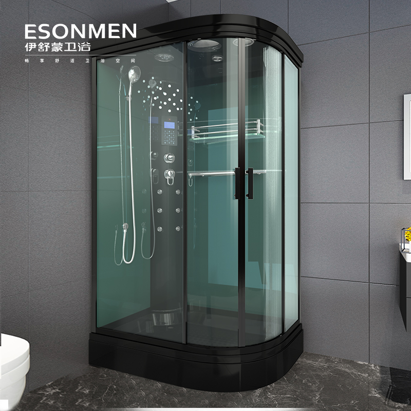 Luxurious Bathroom Shower Glass Room with Aluminium Frame by Black Painting