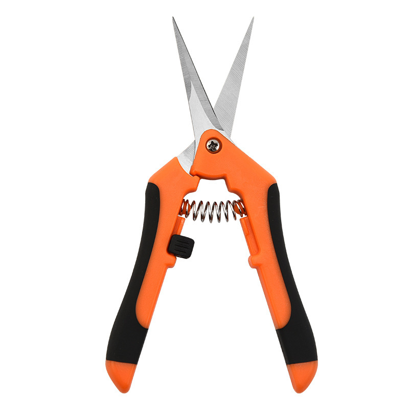 Gardening Scissors Hand Pruner Pruning Shear with Straight Stainless Steel Blades Orange