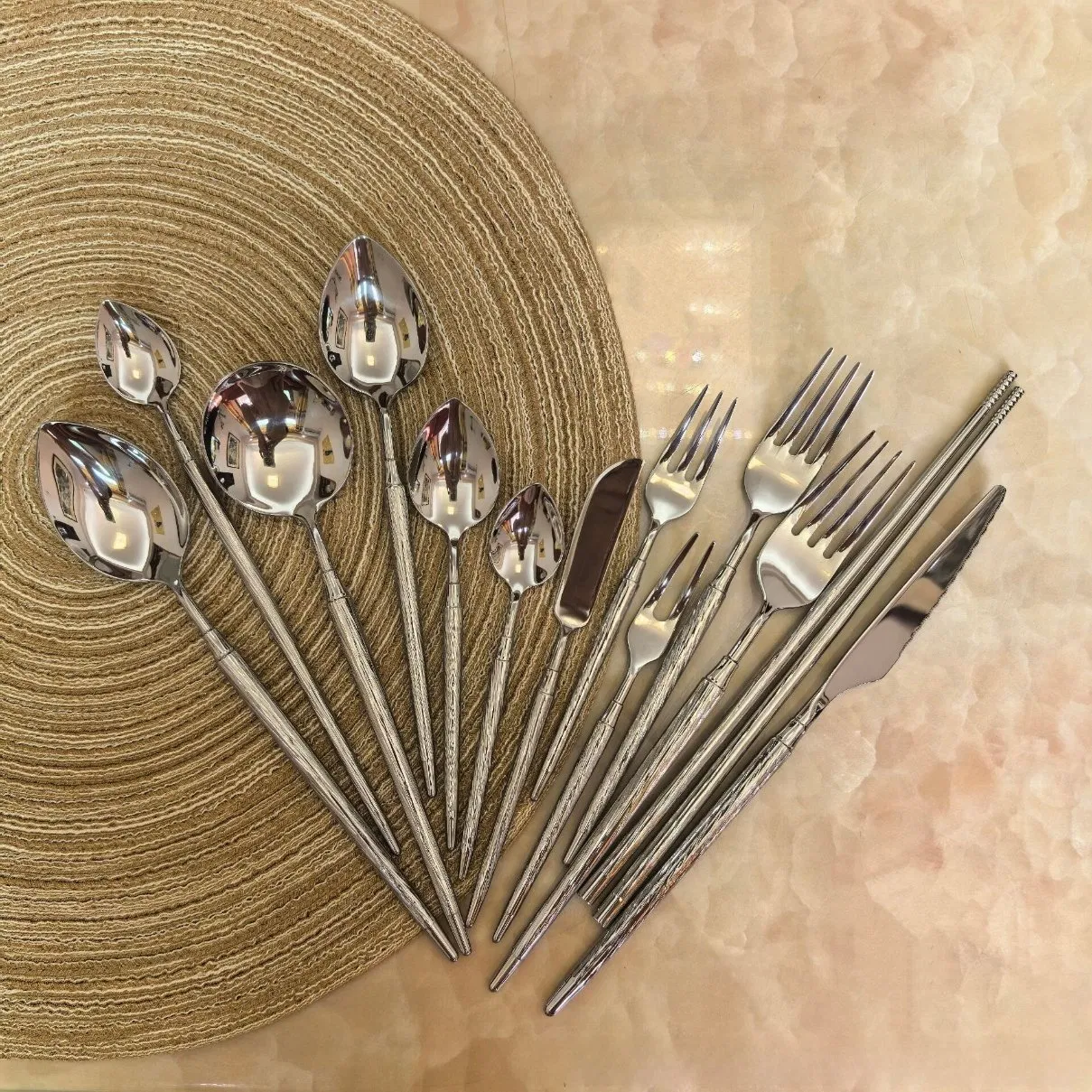 Whole Set 304 Stainless Steel Cutlery High Light Mirror Polished Handle Tableware