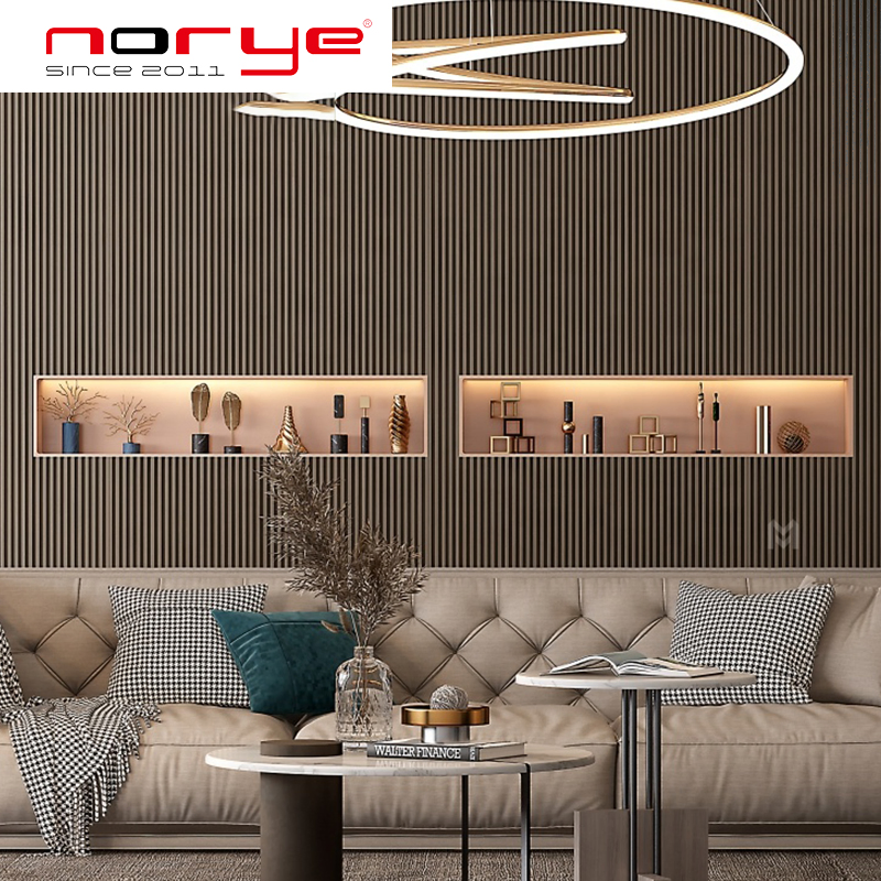 Встраиваемая металлическая полка со светом для гостиной