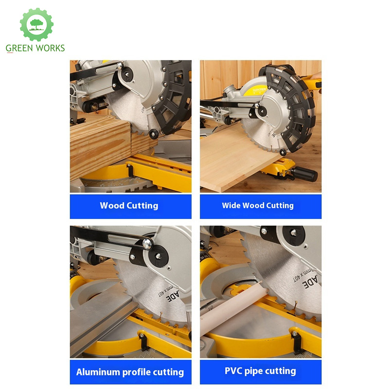 10-Inch Electric Drawbar Sliding Miter Saw 255mm Aluminum & Wood Cutter 45° Home Type for Woodworking & Boundary Aluminum