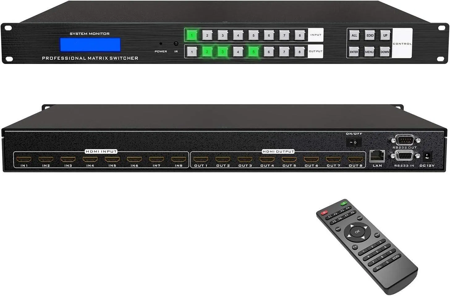 Матричный коммутатор HDMI 8x8, 4K@30Гц, 8 входов 8 выходов