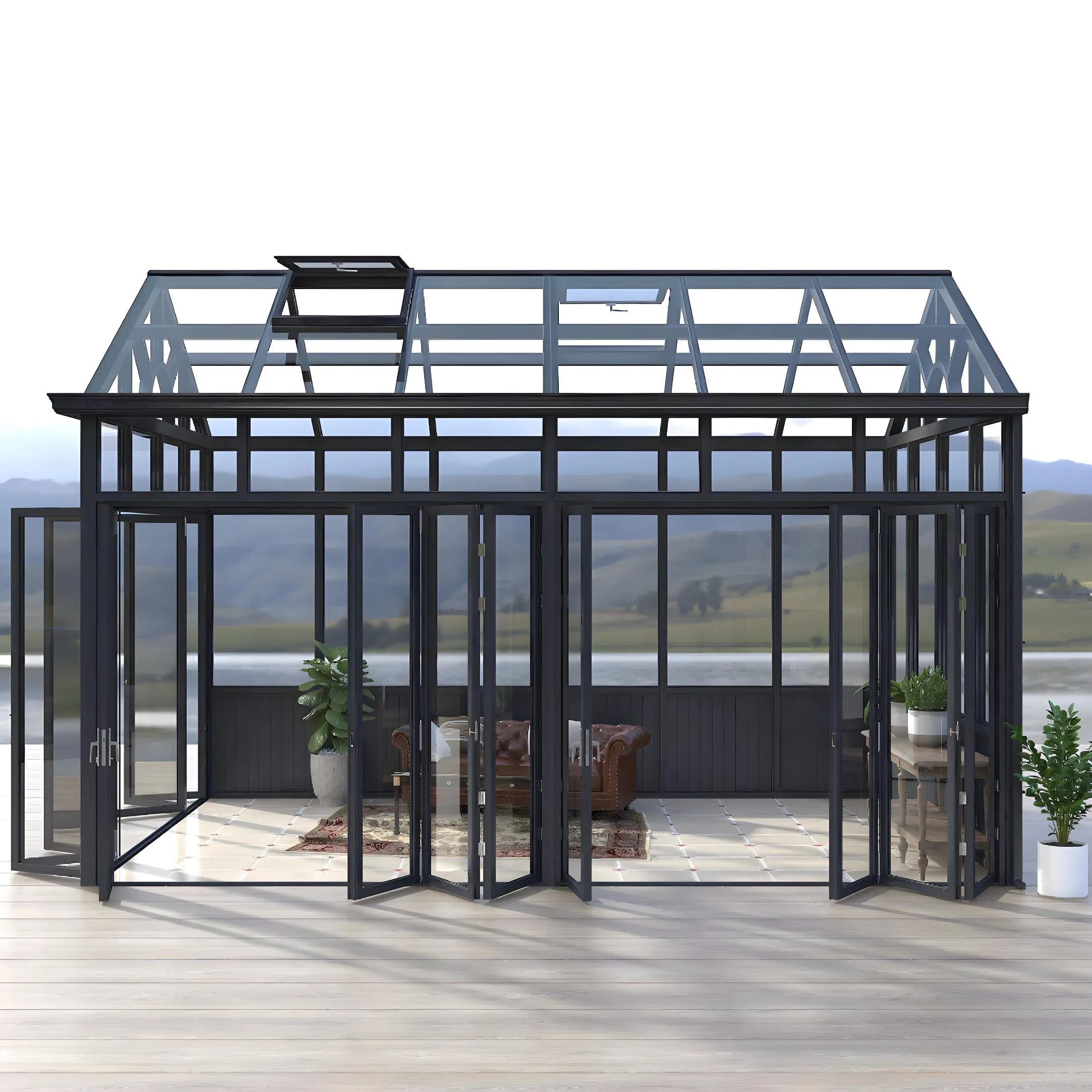 Waterproof Wind Resistance Prefabricated Aluminum Solarium Sunroom Glass House