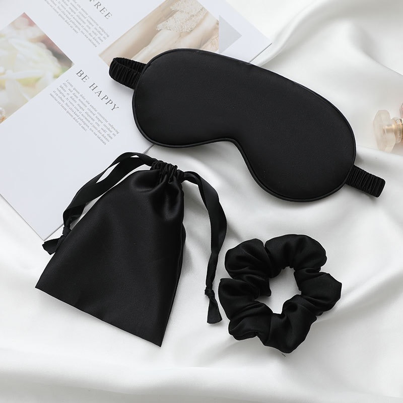 Satin Eye Mask Hair Scrunchie Set for Sleep Hair Protection Gift