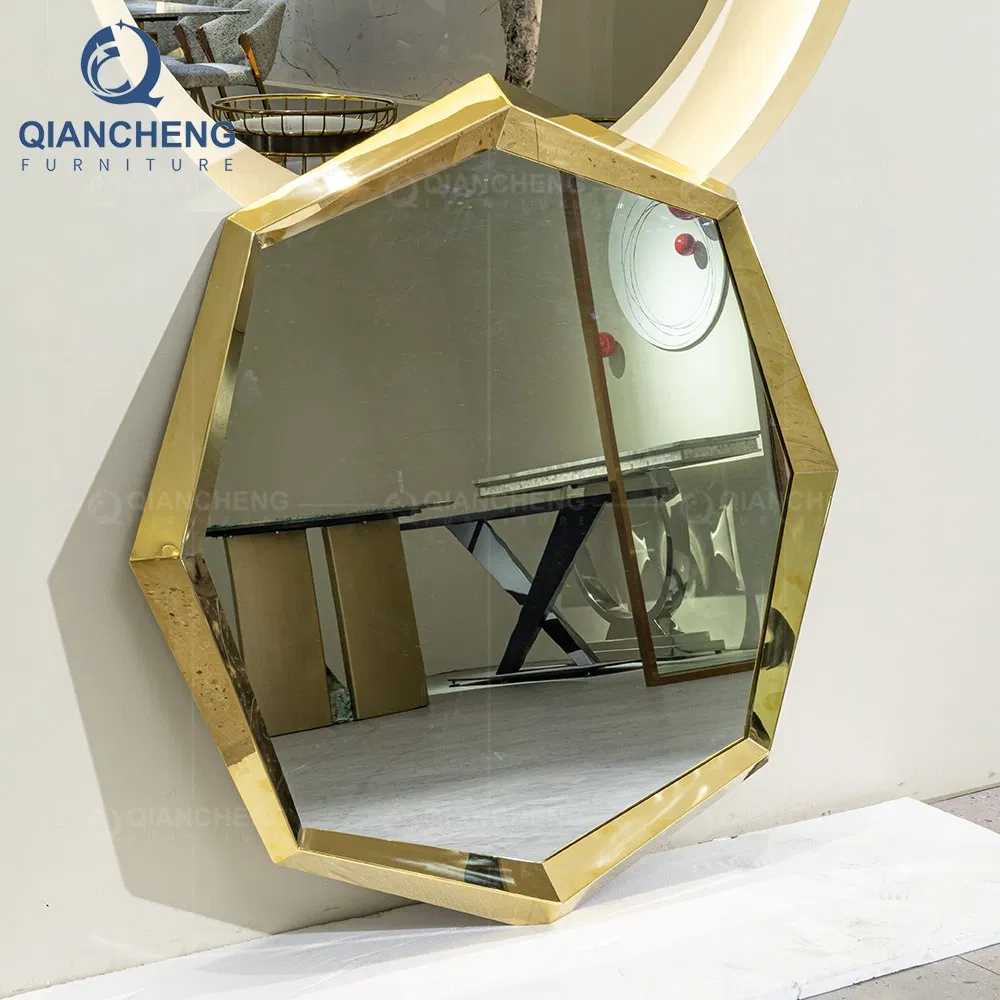 Hotel Console Furniture House Living Room Decoration Stainless Steel Frame Gold Mirror