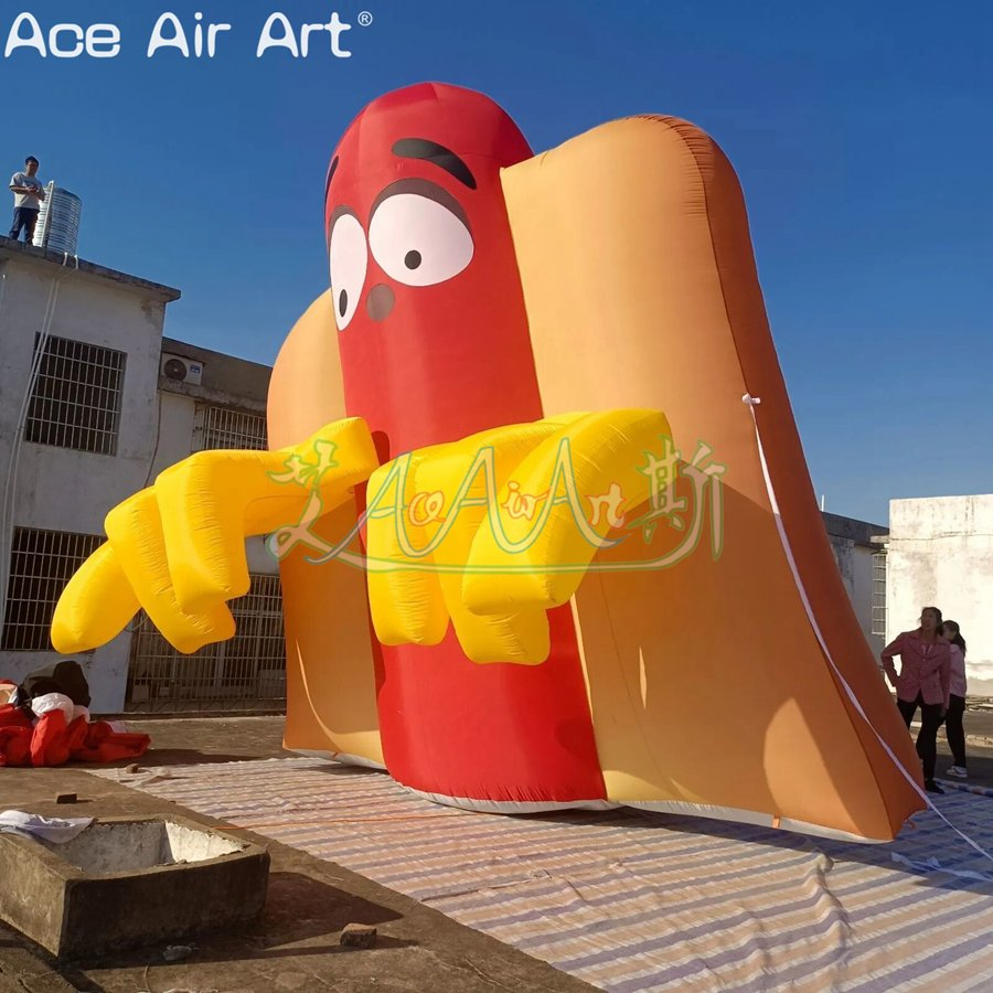 5mh Inflatable Hot Dog Model Advertising Fried Food Model Cartoon Hot Dog Model for Shop Decoration or Promotion