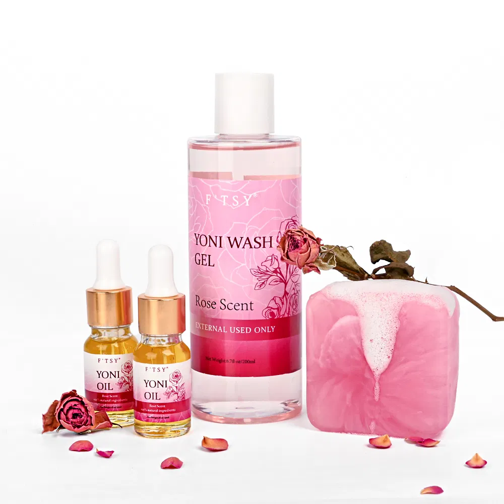 OEM Manufacturer Yoni Skincare Sets Vegan pH Balance Body Oil Yoni Gel Body Wash Rose Yoni Care Set