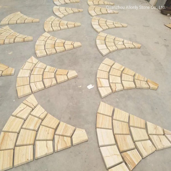 Sandstone Cobblestone on Mesh Landscaping for Swimming Stone Paving Floor