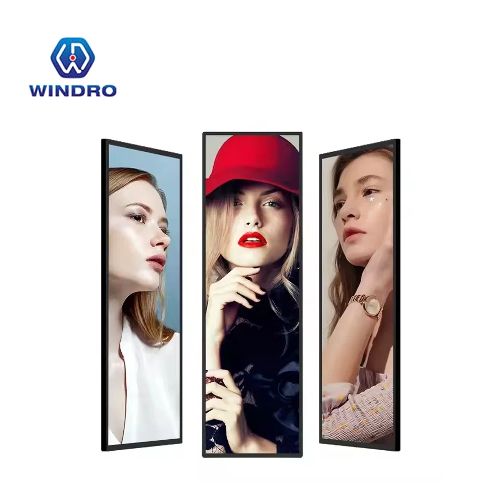 LCD Stretch Bar Display Wall Hanging Airport Subway 28.6 47.1inch Advertising Screen