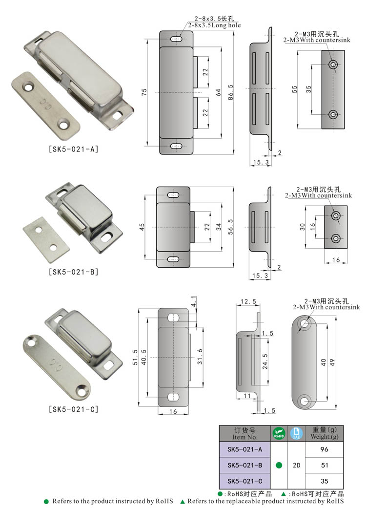 Sk5-021 Mini Cabinet Black Plastic Magnetic Door Catch
