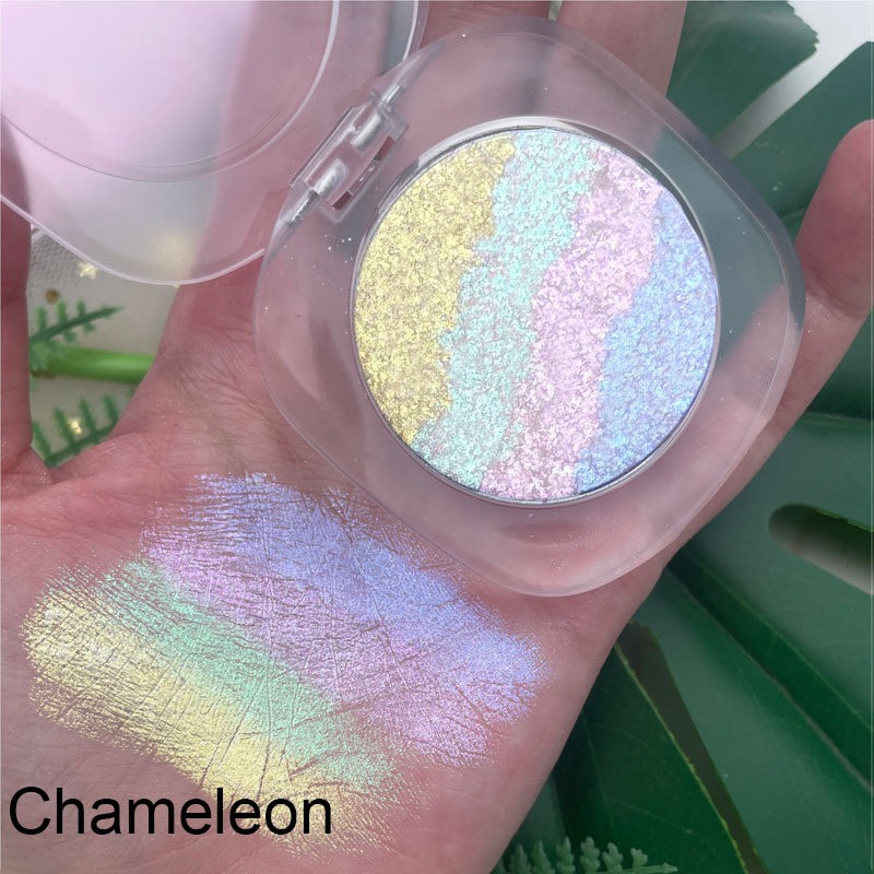 Rainbow Highlighter Makeup Customized Vegan Waterproof Chameleon Shimmer Highlighter Cosmetics