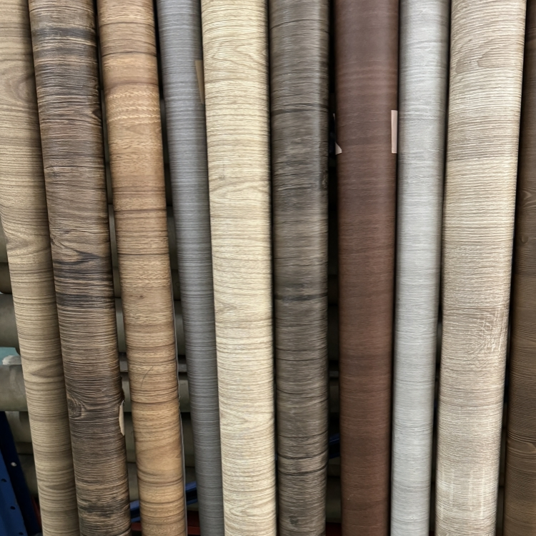 High Quality Texture Wood Grain Vacuum Pressed PVC Films Furniture Composite Film PVC Furniture Design Film