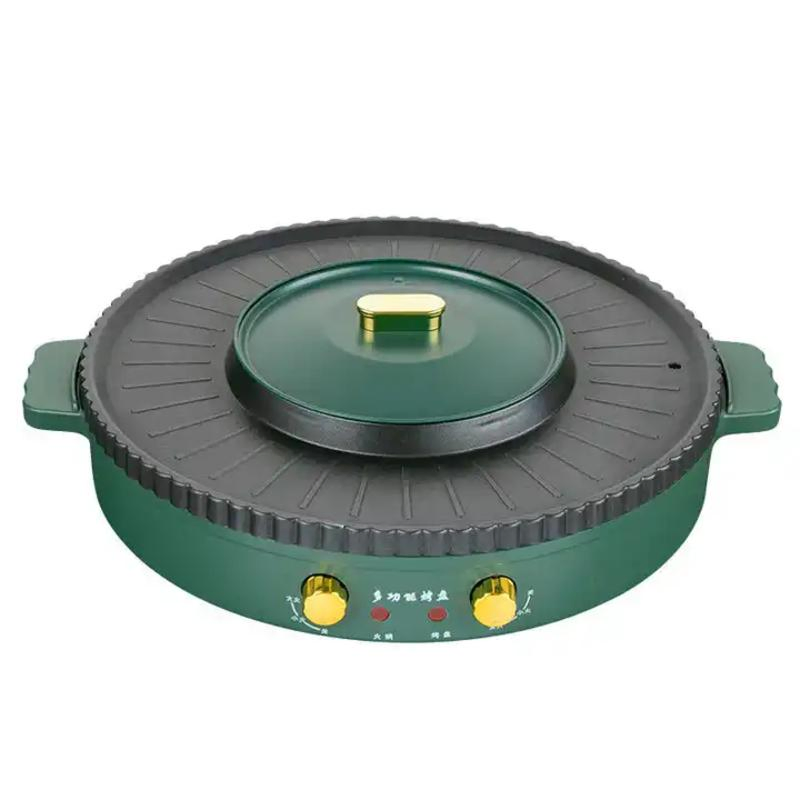 Wholesale Multifunctional Non-Stick Smokeless BBQ 2 in 1 Electric Hot Pot Grill Electric Skillet