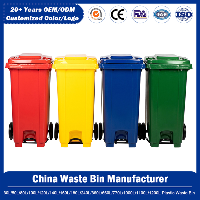 China Garbage Bin Manufacturer 30L/50L/100L/120L/240L/360L/660L/1100L HDPE Trash/Rubbish/Dust/Wheelies/Outdoor Mobile Plastic Waste Bin with Wheel/Lid/Pedal