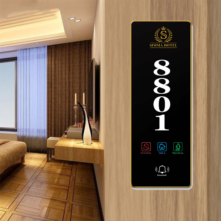 Custom Hotel Luminous Sign LED Light Room Number Doorplate with Dnd Clean Electronic Switch Hotel Doorbell