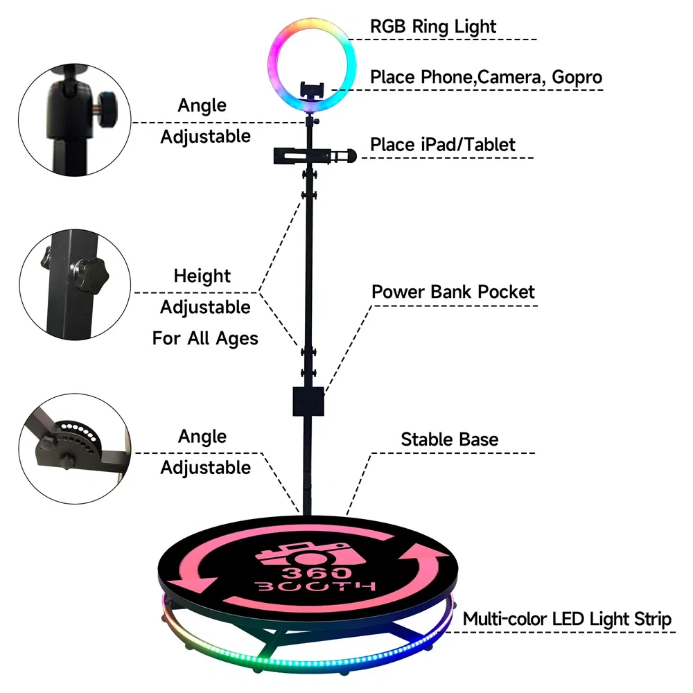 Портативная вращающаяся фотобудка 360 для селфи